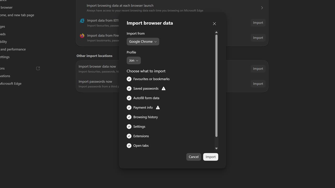 edge import bookmarks