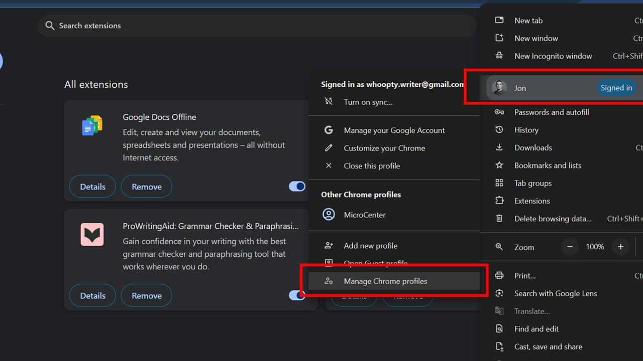 chrome remove profile