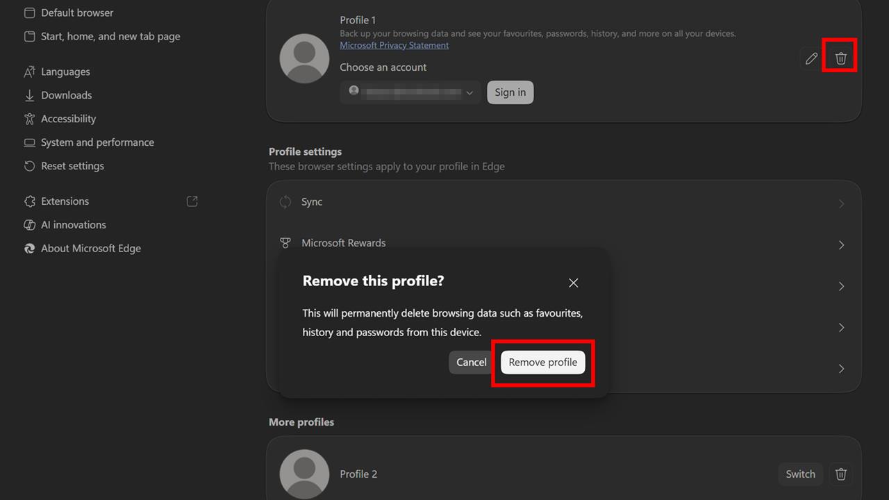 edge remove profile
