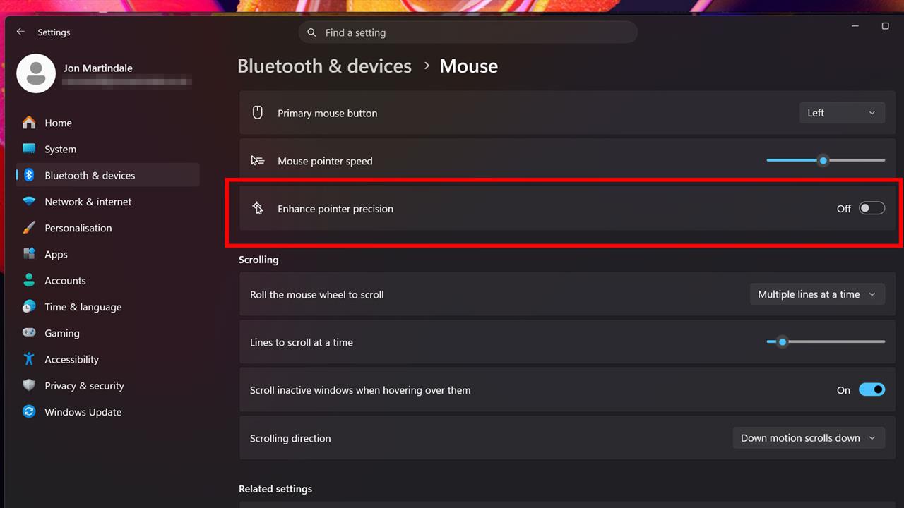 windows 11 disable mouse acceleration