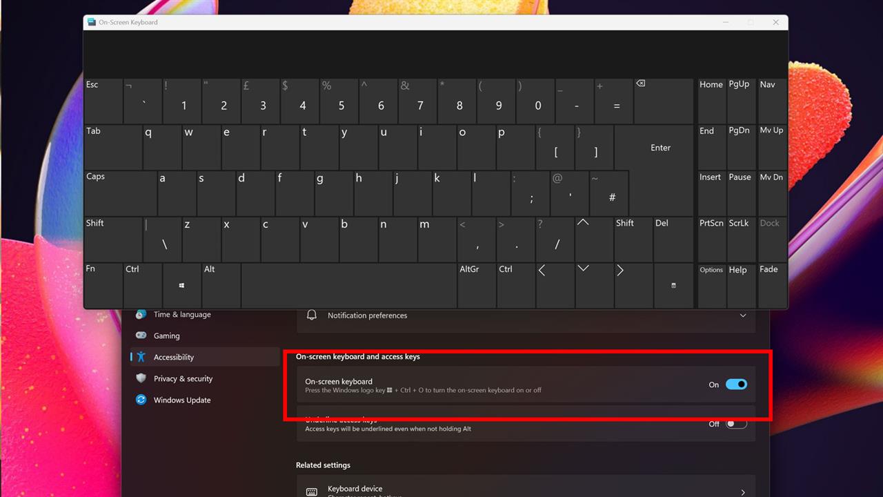 Enabling Windows On-Screen Keyboard