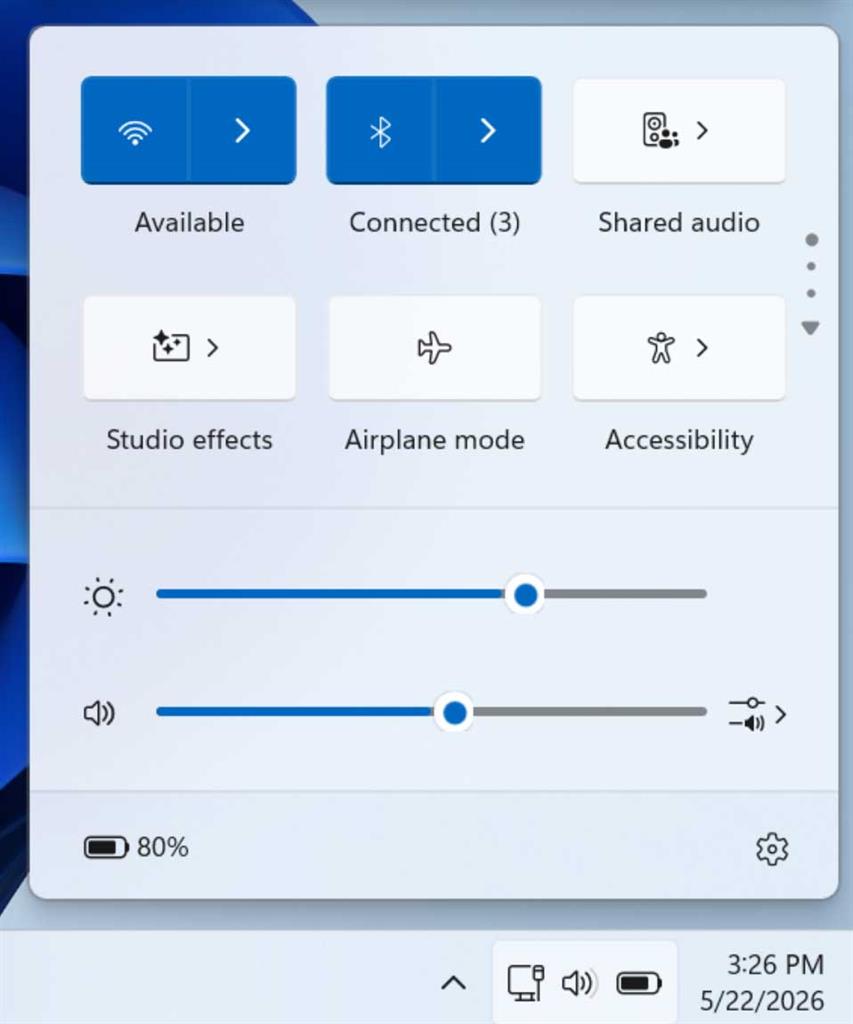 Windows 11 Shared Audio Menu