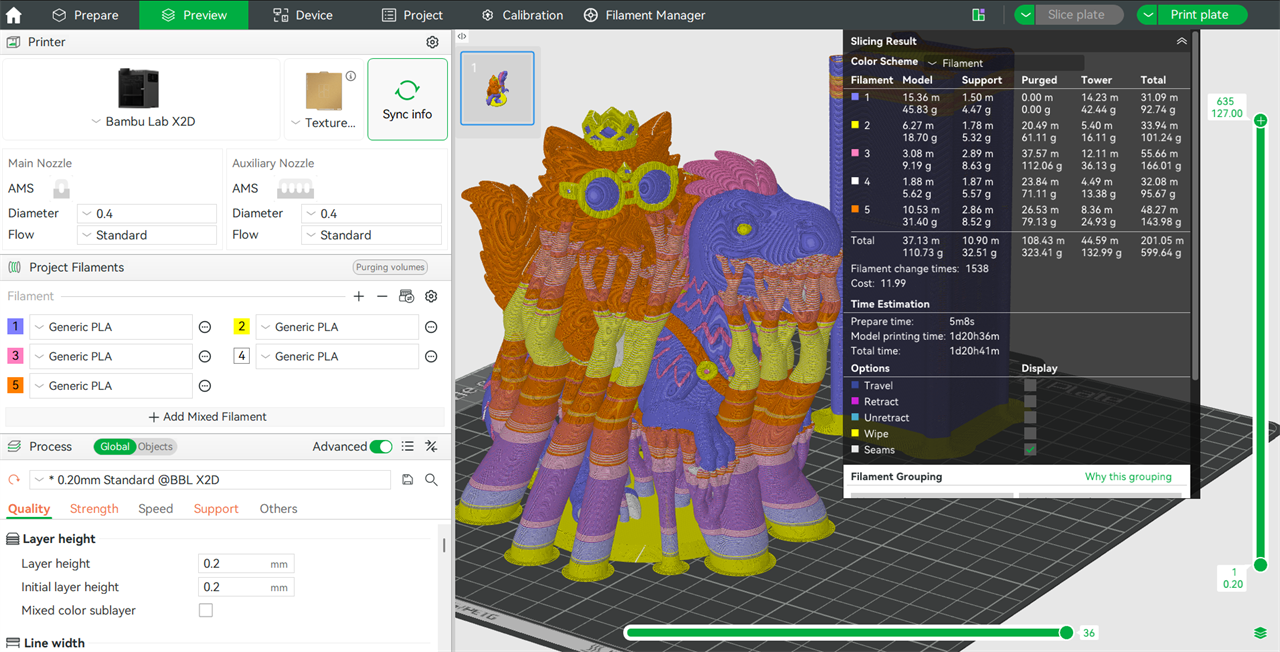A 3D model in Bambu studio.