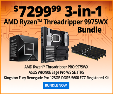 $7299.99 AMD Ryzen Threadripper 9975WX 3-in-1 Bundle - AMD Ryzen Threadripper PRO 9975WX + ASUS WRX90E Sage Pro WS SE sTR5 + Kingston Fury Renegade Pro 128GB DDR5-5600 ECC Registered Kit