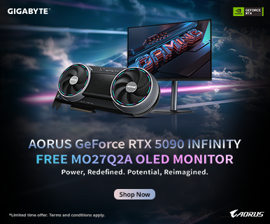 Gigabyte Aorus GeForce RTX 5090 Infinity. Free M027Q2A OLED Monitor. Power, Redefined. Potential, Reimagined. Shop Now